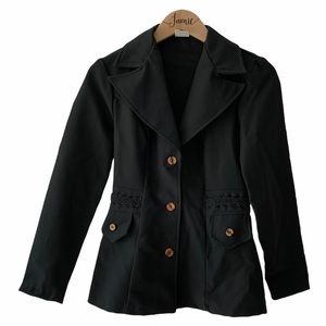 Vintage Black Polyester Fitted Jacket sz 5